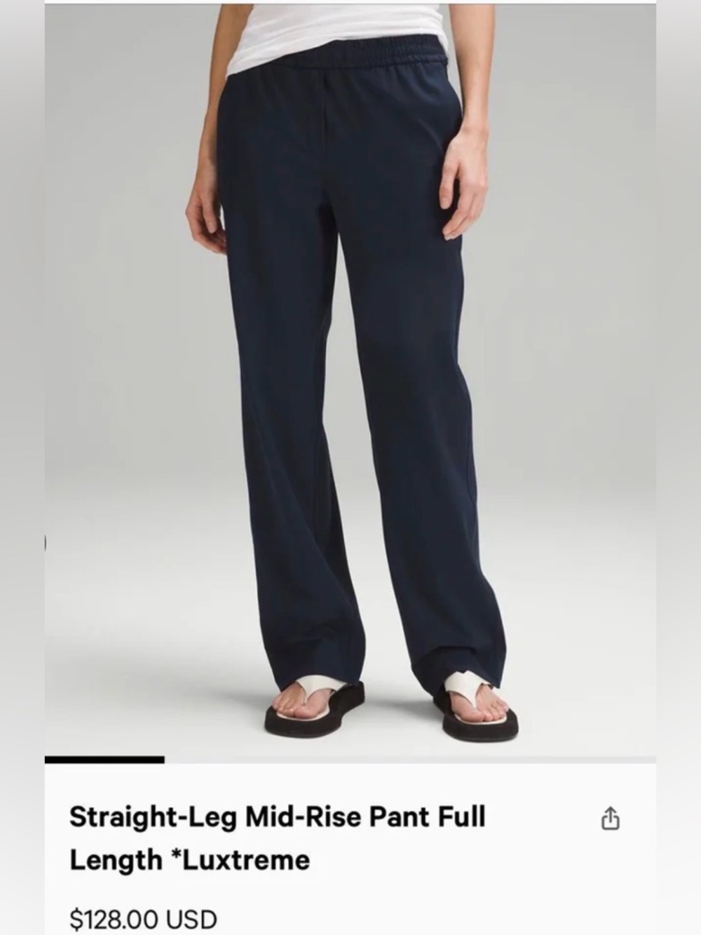 NWT Lululemon Black Straight Leg Mid-Rise Pant Luxtreme Drawstring Size Medium